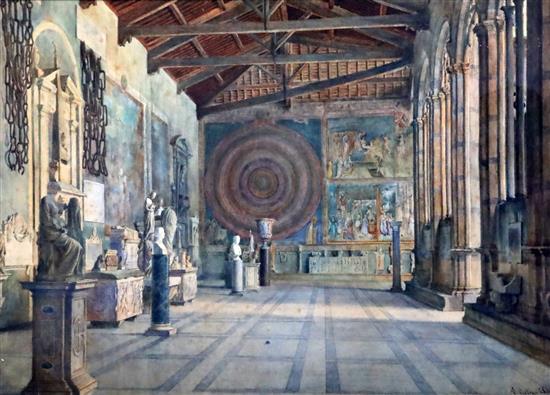 Domenico Caligo (Italian, 19th Century) Interior of the Palazzo Pitti, Florence 16 x 22.5in.